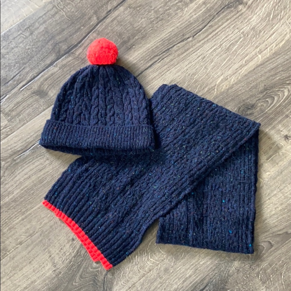 Crewcuts hat/scarf set blue tassel one size kids